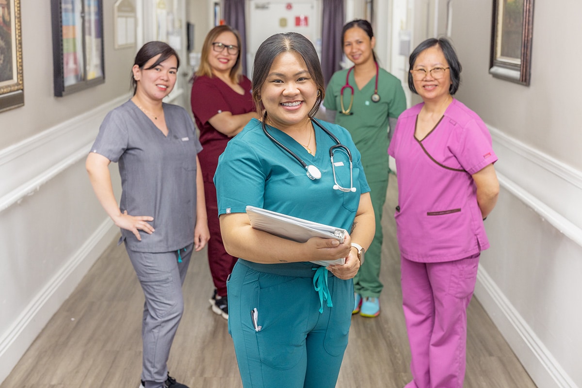 Several caregivers and nurses at La Mesa facility