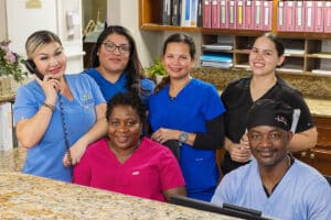 caregivers at the nurse's station at La Mesa facility
